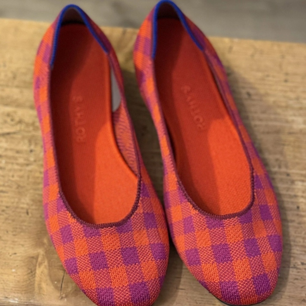ROTHY’s The Pomegranate Gingham Flats Square Toe Women's Size 11.5